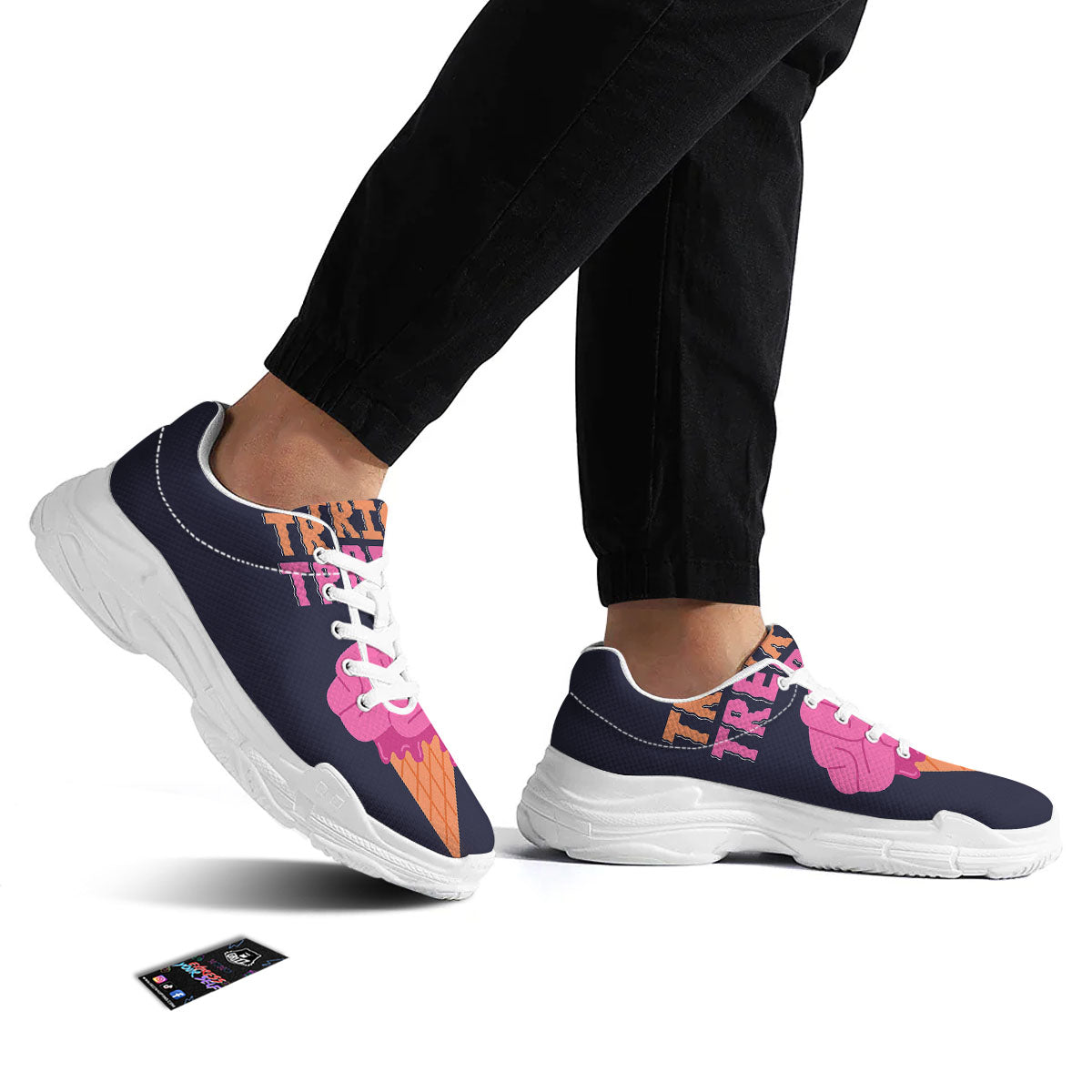 Brain Halloween Print White Chunky Shoes-grizzshop