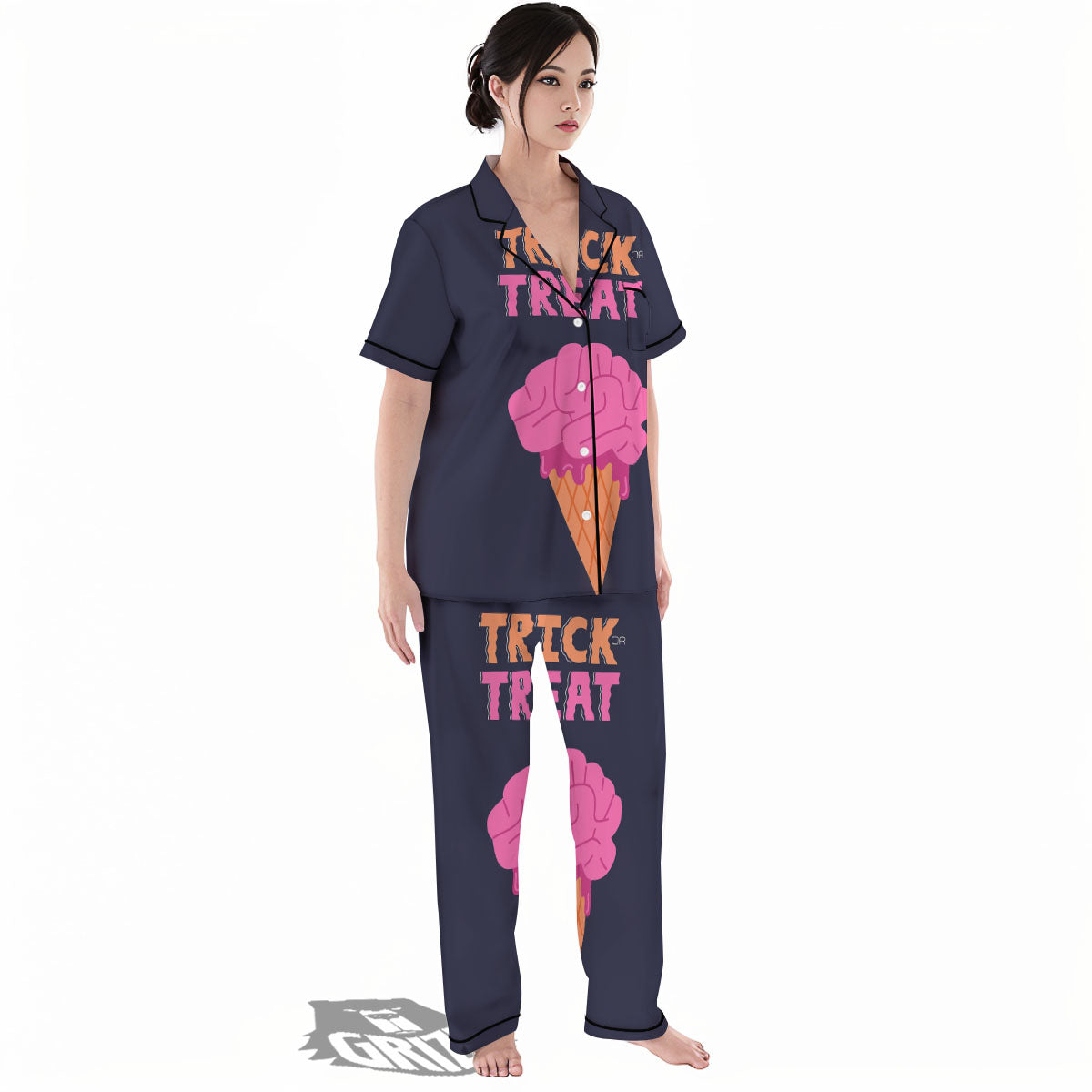 Brain Halloween Print Women's Pajamas Set-grizzshop