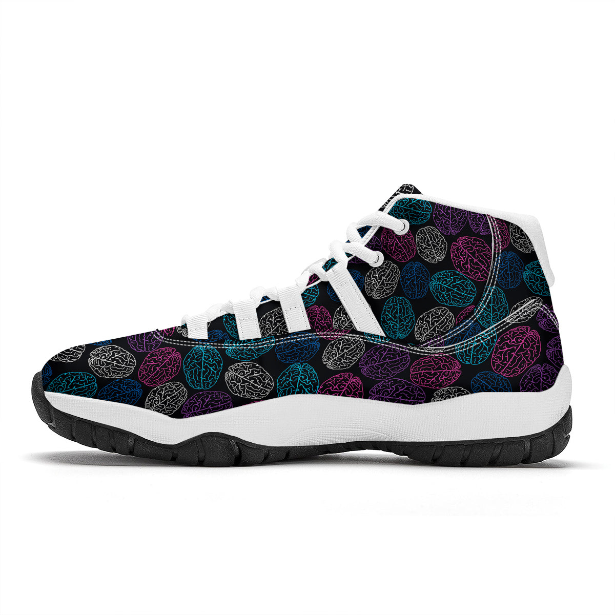 Brain Pattern Print White Bball Shoes-grizzshop