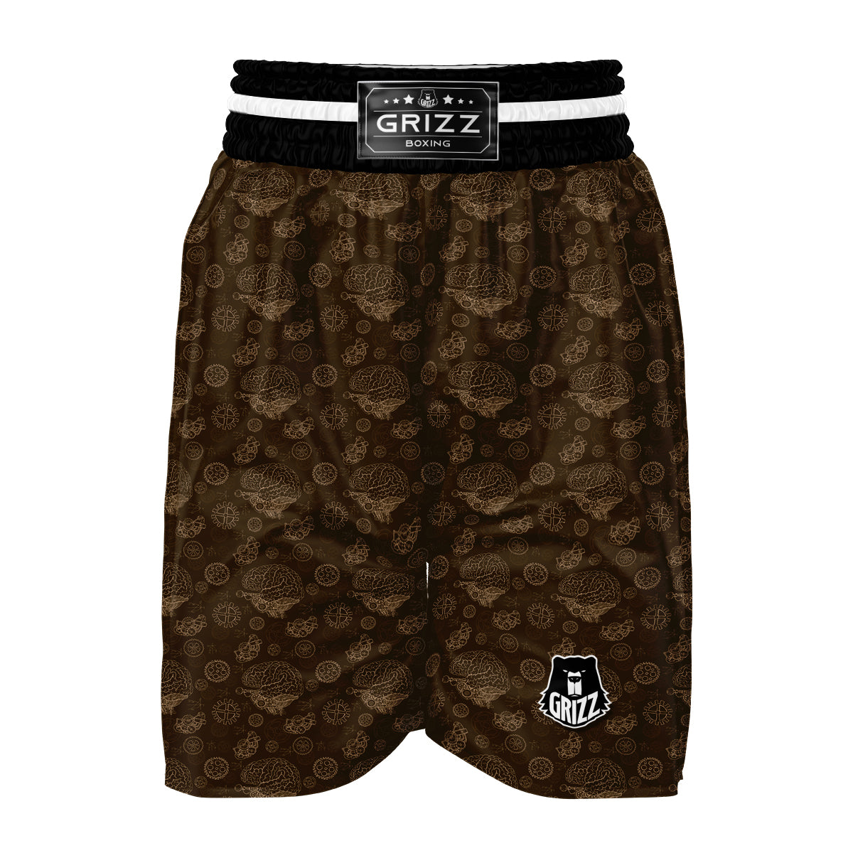 Brain Thinking Pattern Print Boxing Shorts-grizzshop