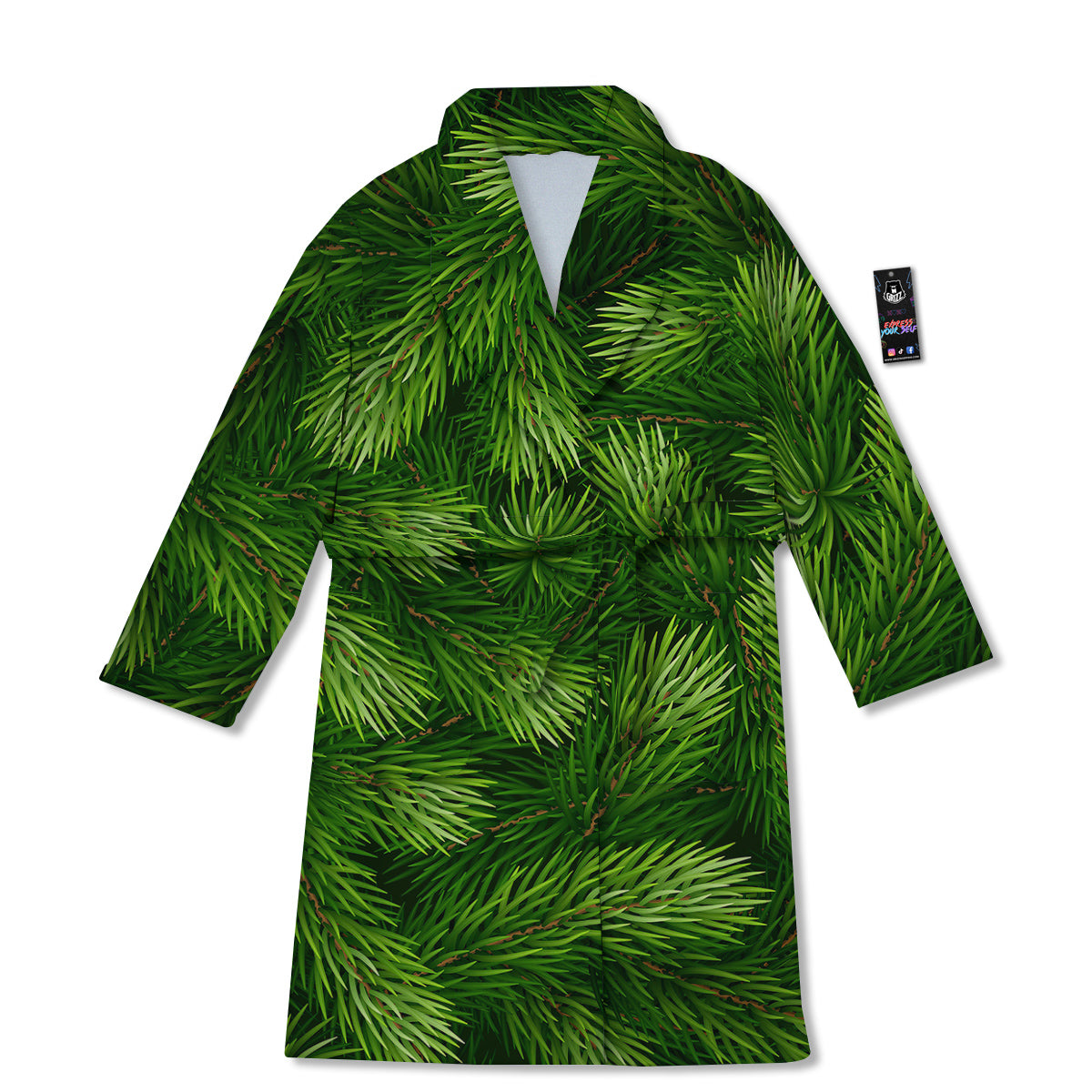 Branches Christmas Tree Print Bathrobe-grizzshop