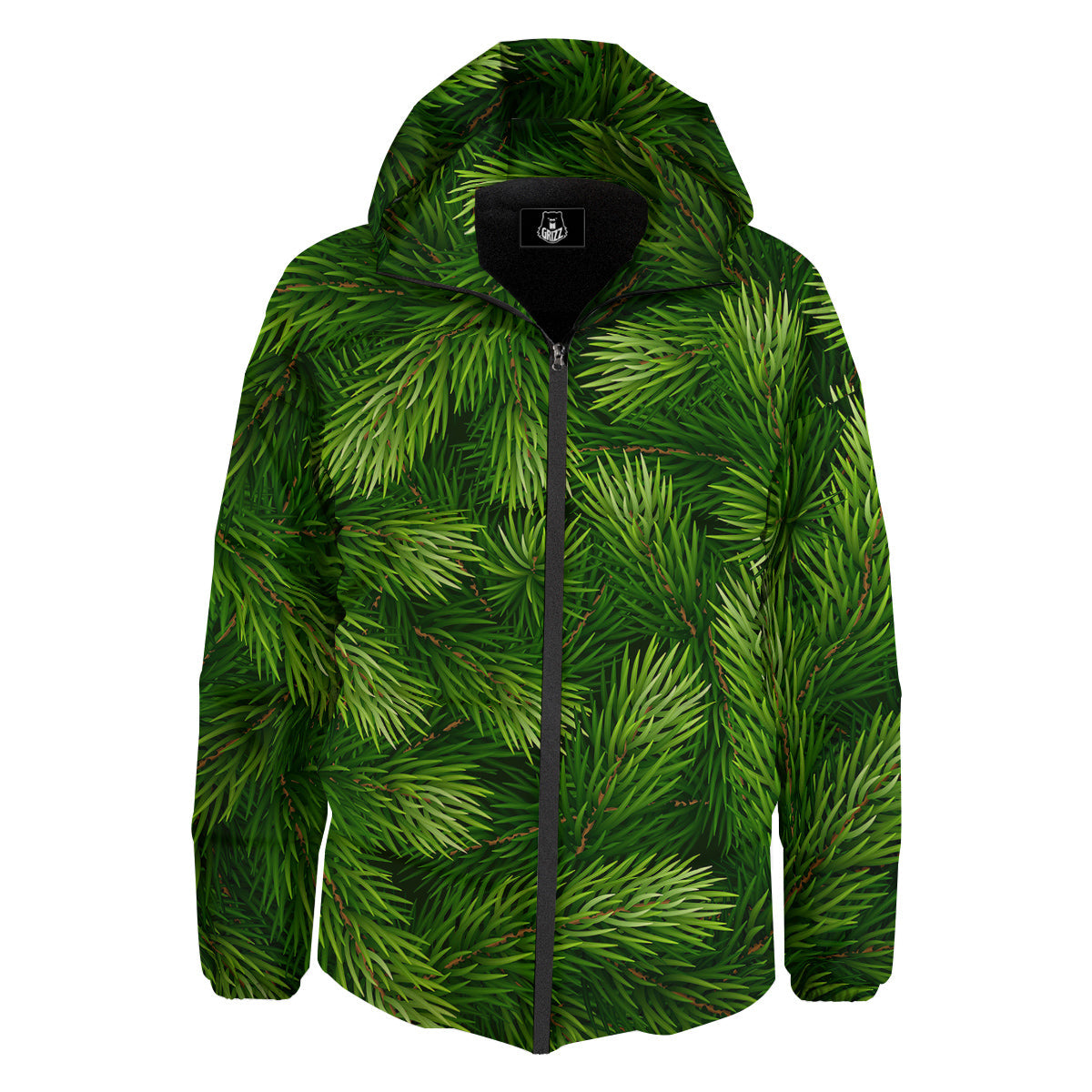 Branches Christmas Tree Print Down Jacket-grizzshop