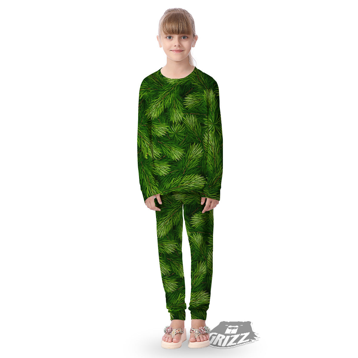 Branches Christmas Tree Print Kid's Pajamas-grizzshop