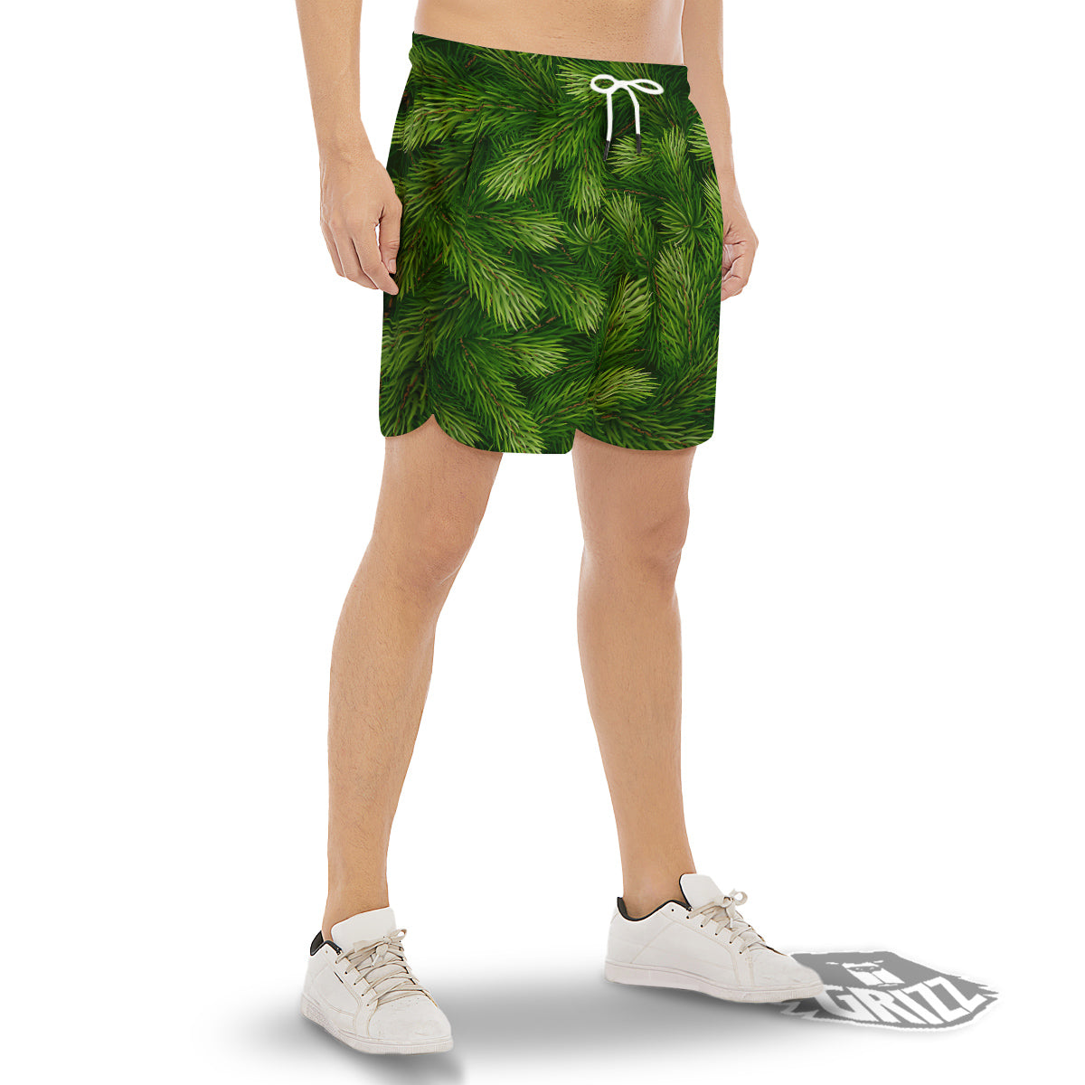 Branches Christmas Tree Print Men's Gym Shorts-grizzshop