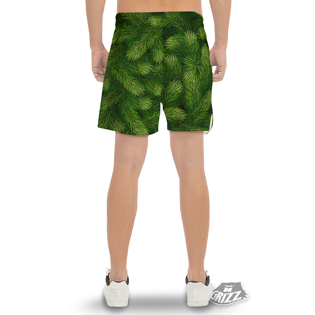 Branches Christmas Tree Print Men's Gym Shorts-grizzshop
