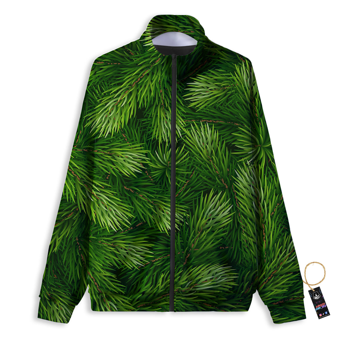 Branches Christmas Tree Print Track Jacket-grizzshop