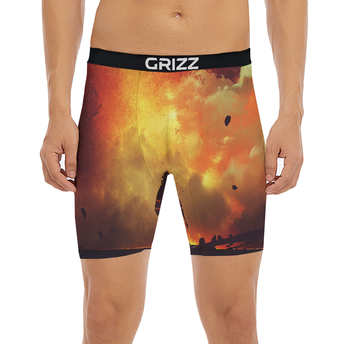 Brave Firefighter In The Fire Print Boxer Briefs-grizzshop