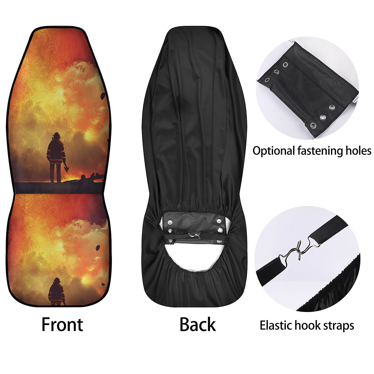 Brave Firefighter In The Fire Print Car Seat Covers-grizzshop