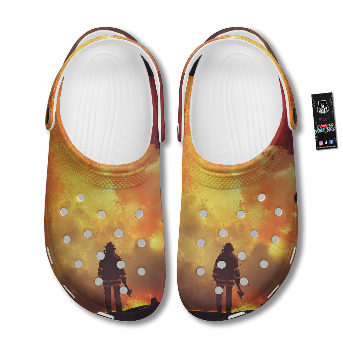 Brave Firefighter In The Fire Print Clog-grizzshop
