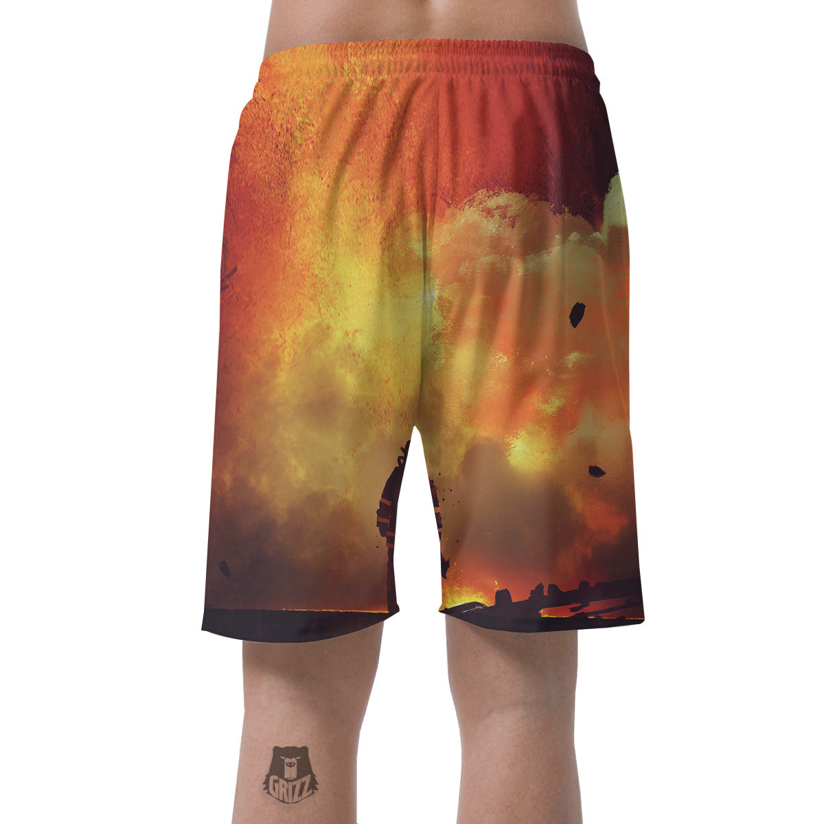 Brave Firefighter In The Fire Print Men's Shorts-grizzshop