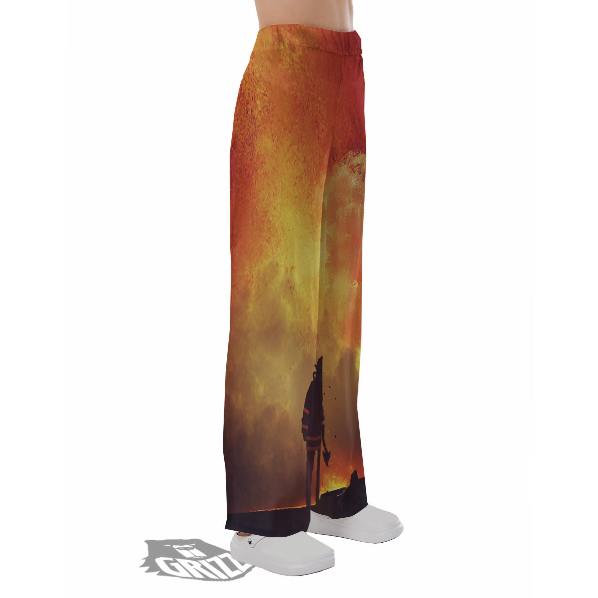 Brave Firefighter In The Fire Print Pajama Pants-grizzshop