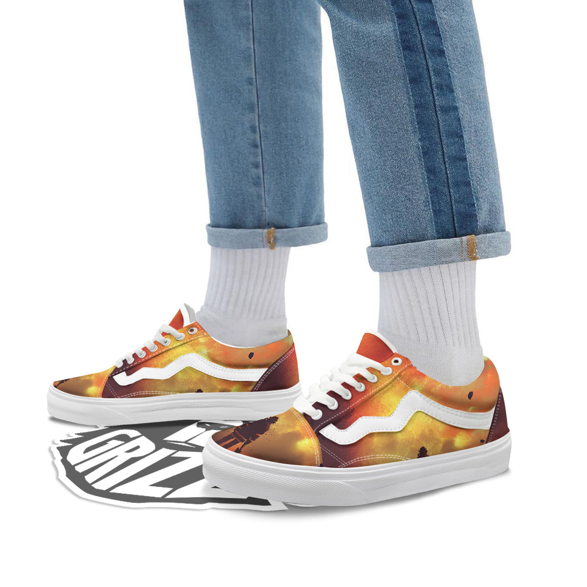 Brave Firefighter In The Fire Print Skate Shoes-grizzshop