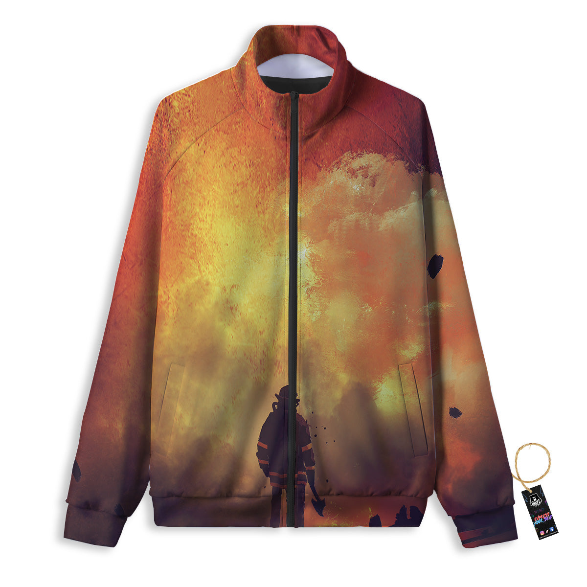 Brave Firefighter In The Fire Print Track Jacket-grizzshop