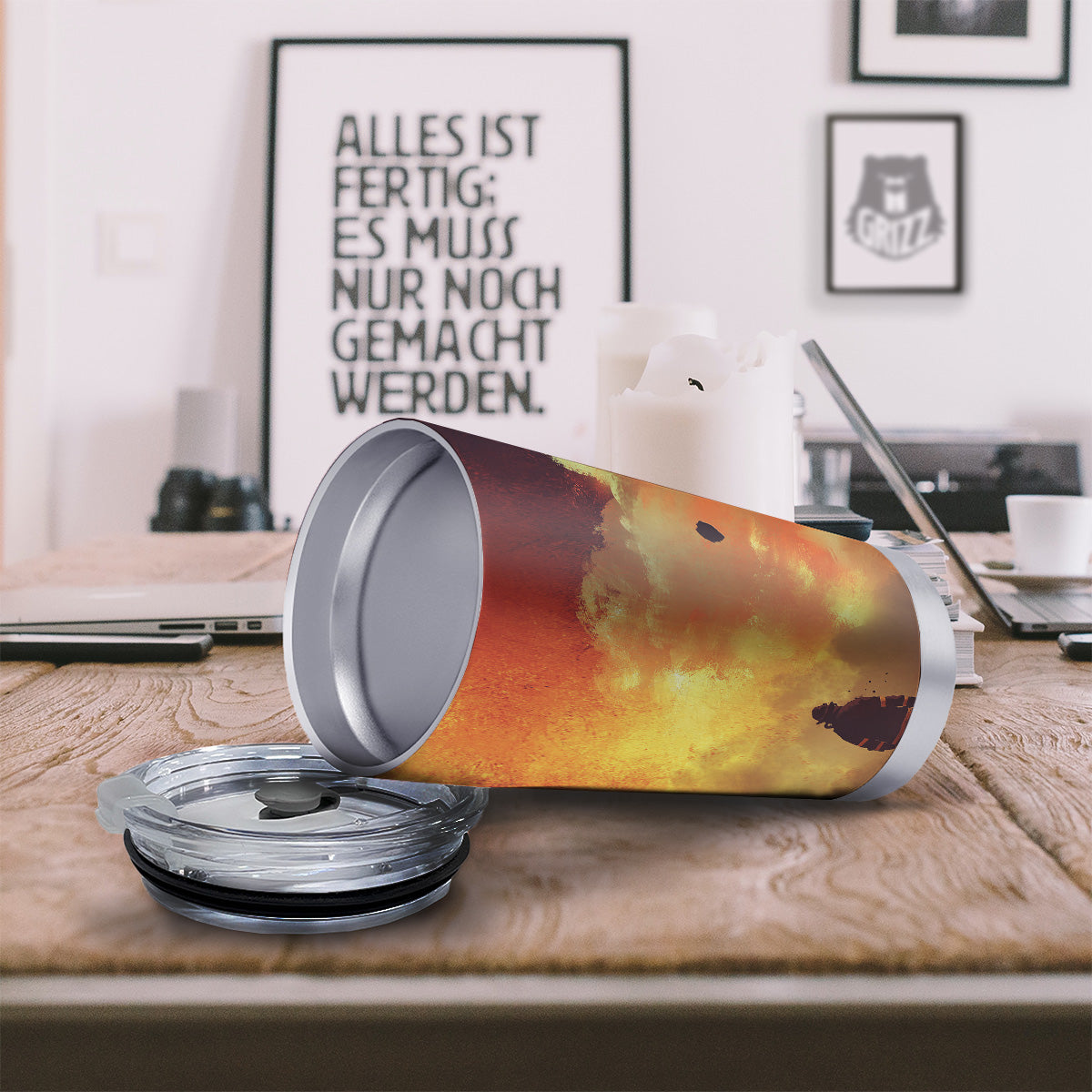 Brave Firefighter In The Fire Print Tumbler-grizzshop