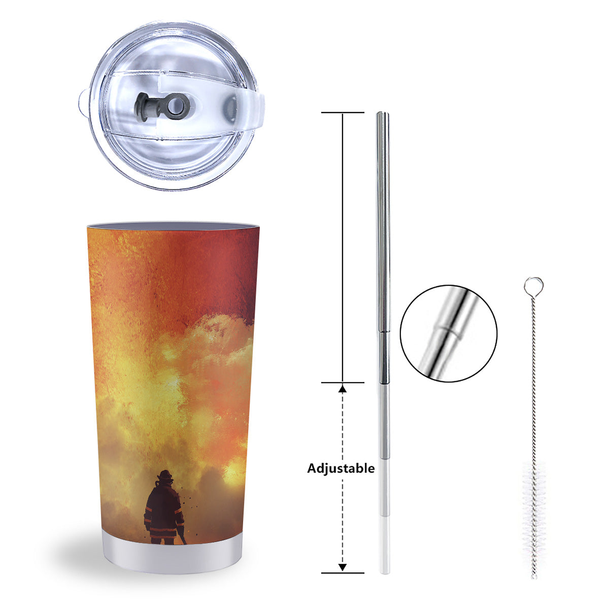 Brave Firefighter In The Fire Print Tumbler-grizzshop