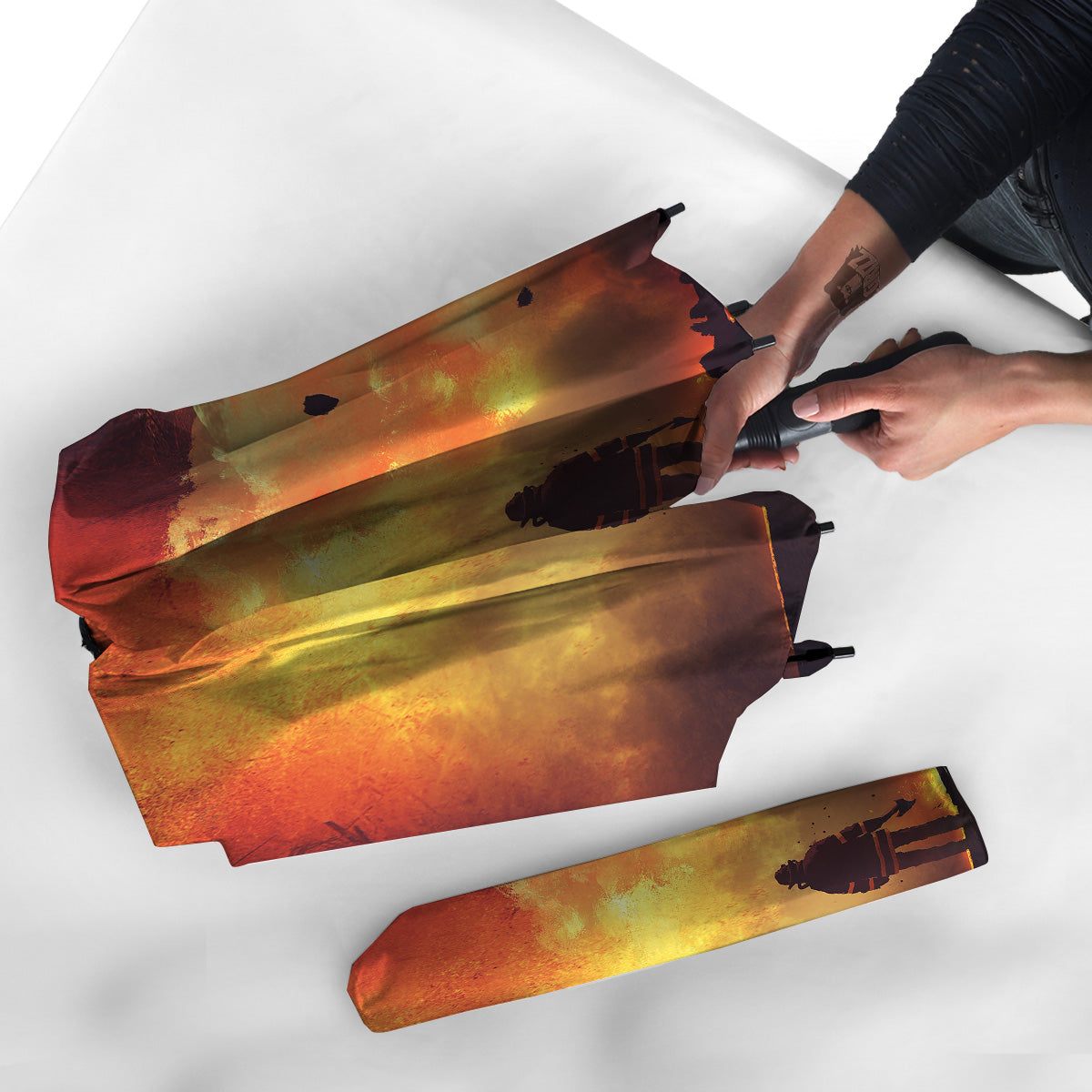 Brave Firefighter In The Fire Print Umbrella-grizzshop