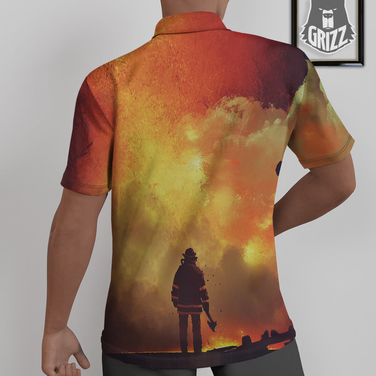 Brave Firefighter In The Fire Print Untucked Shirts-grizzshop