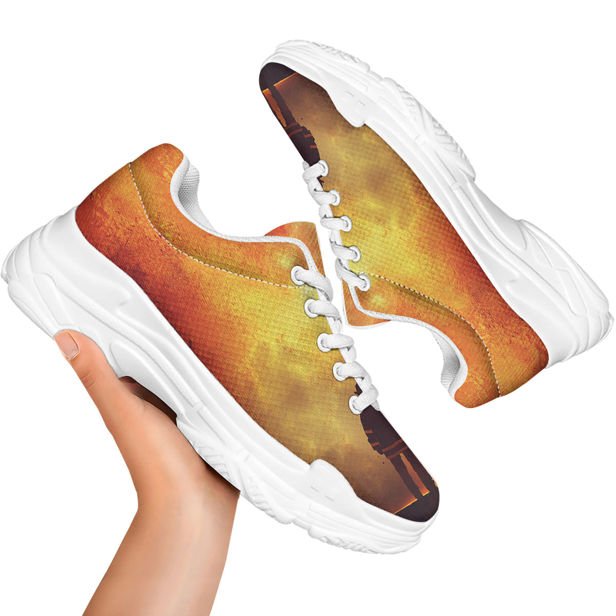 Brave Firefighter In The Fire Print White Chunky Shoes-grizzshop