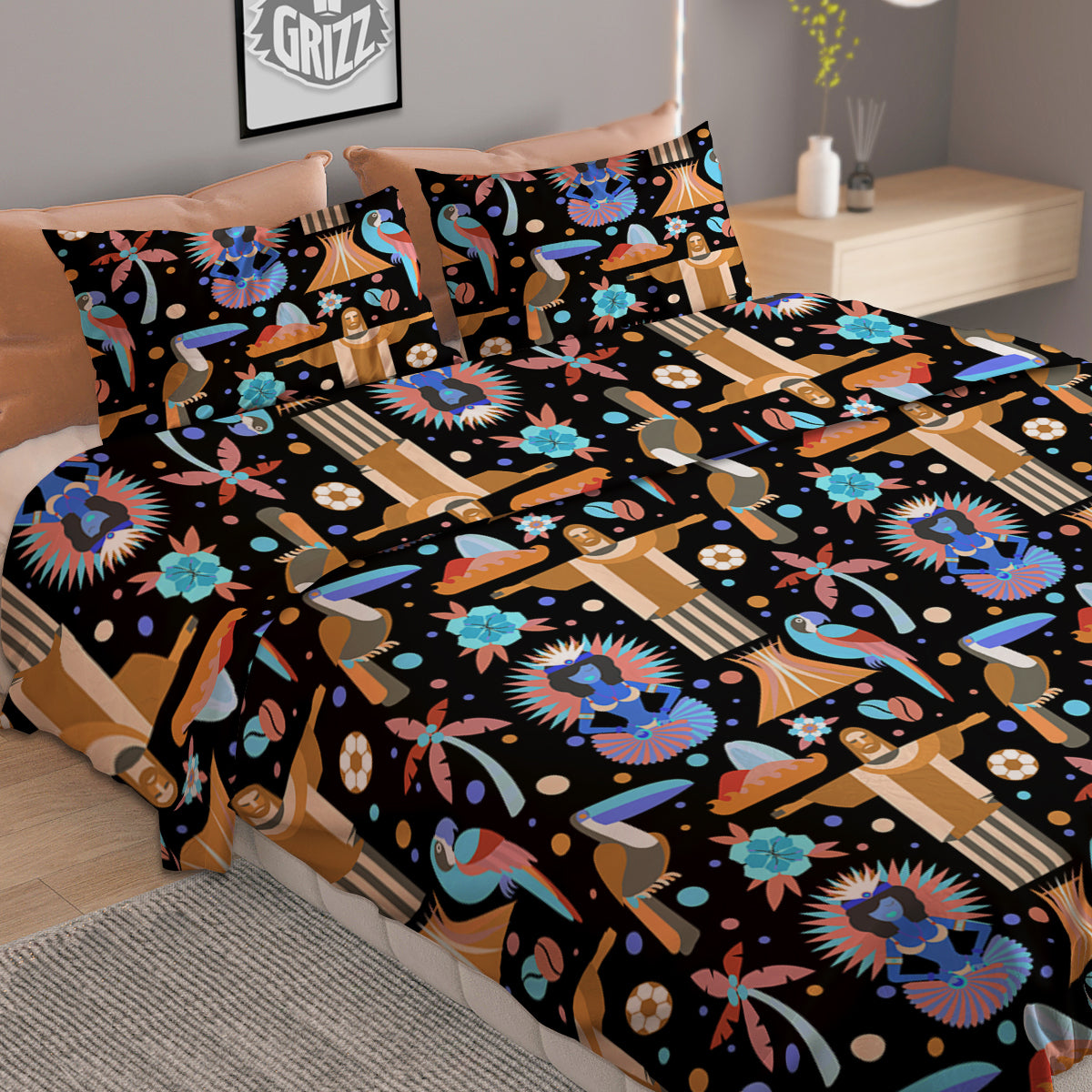 Brazil Symbols Country Print Pattern Duvet Cover Bedding Set