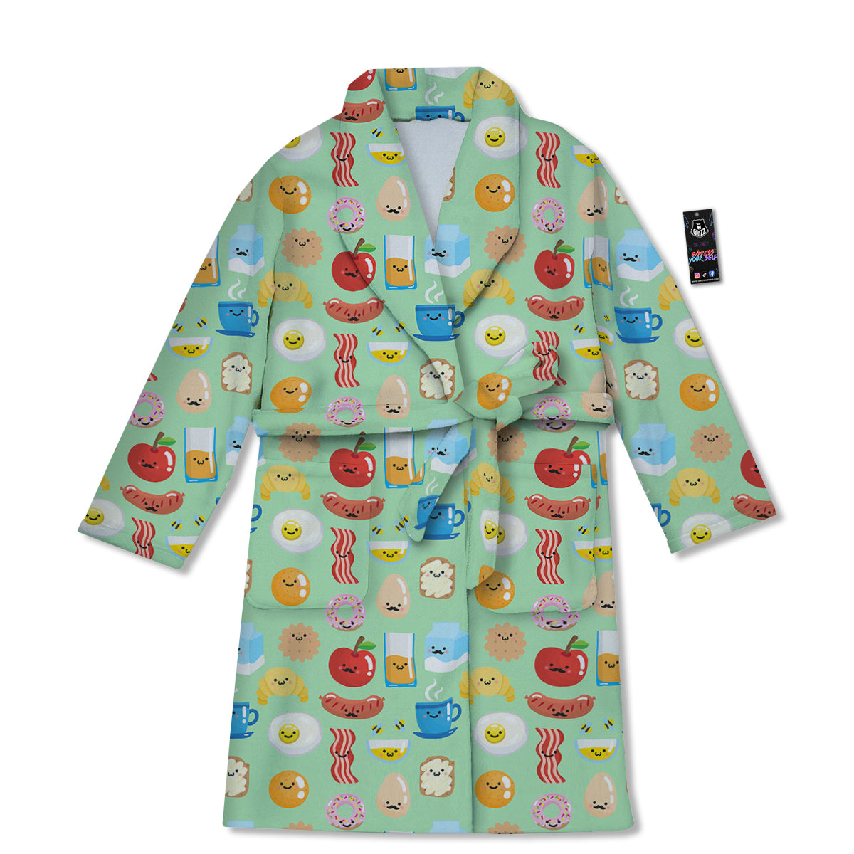 Breakfast Cartoon Print Pattern Bathrobe-grizzshop