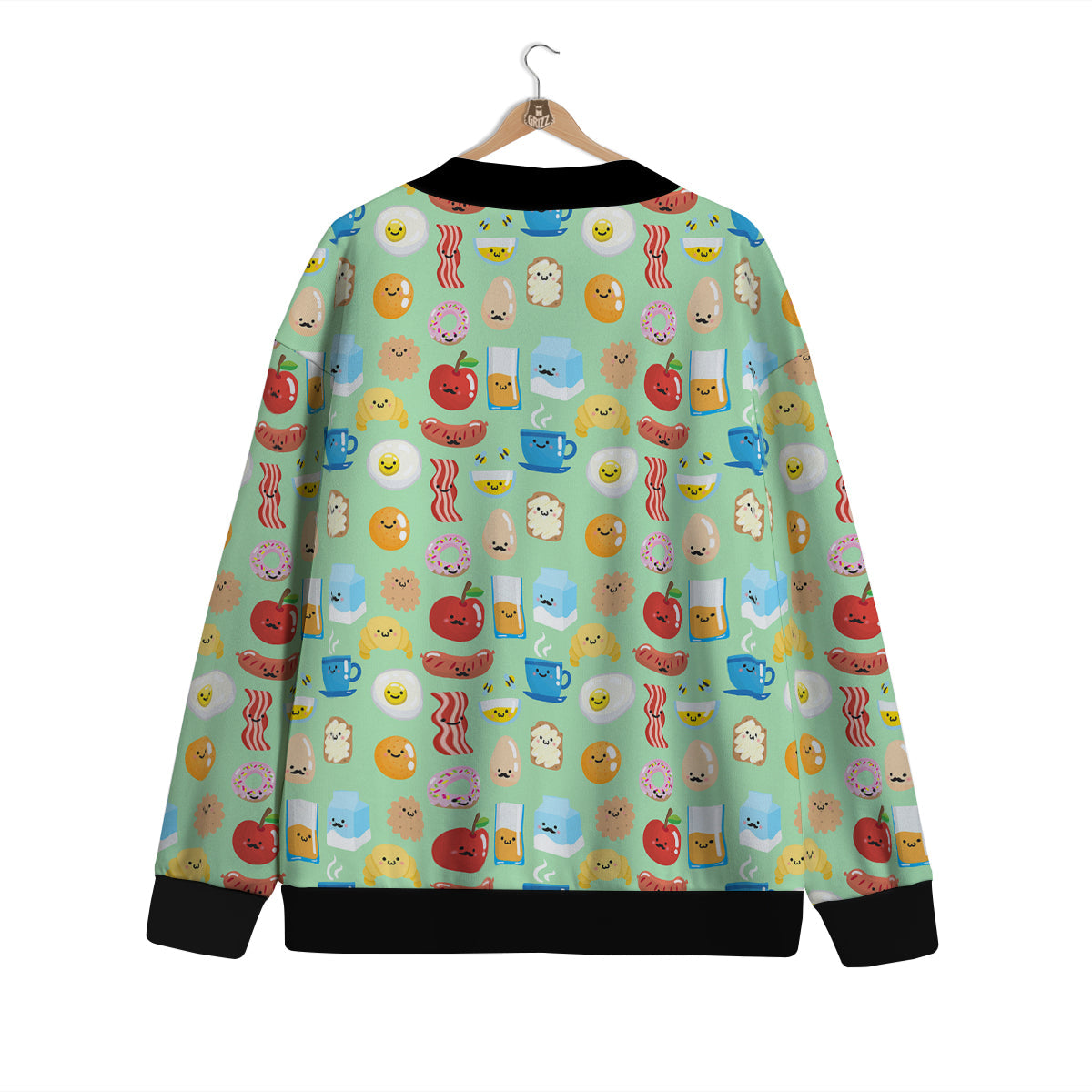 Breakfast Cartoon Print Pattern Cardigan-grizzshop