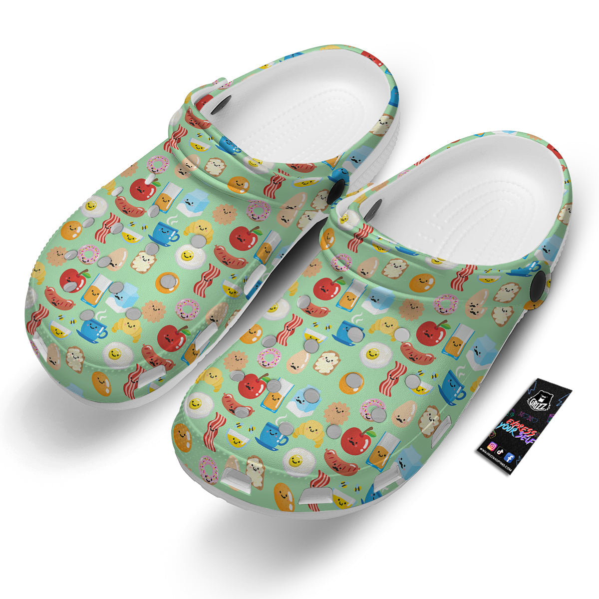 Breakfast Cartoon Print Pattern Clog-grizzshop
