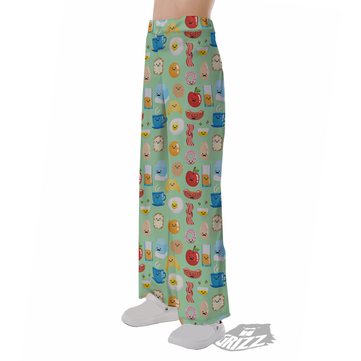 Breakfast Cartoon Print Pattern Pajama Pants-grizzshop