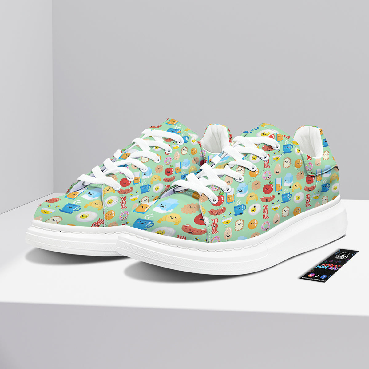 Breakfast Cartoon Print Pattern Platform Shoes-grizzshop