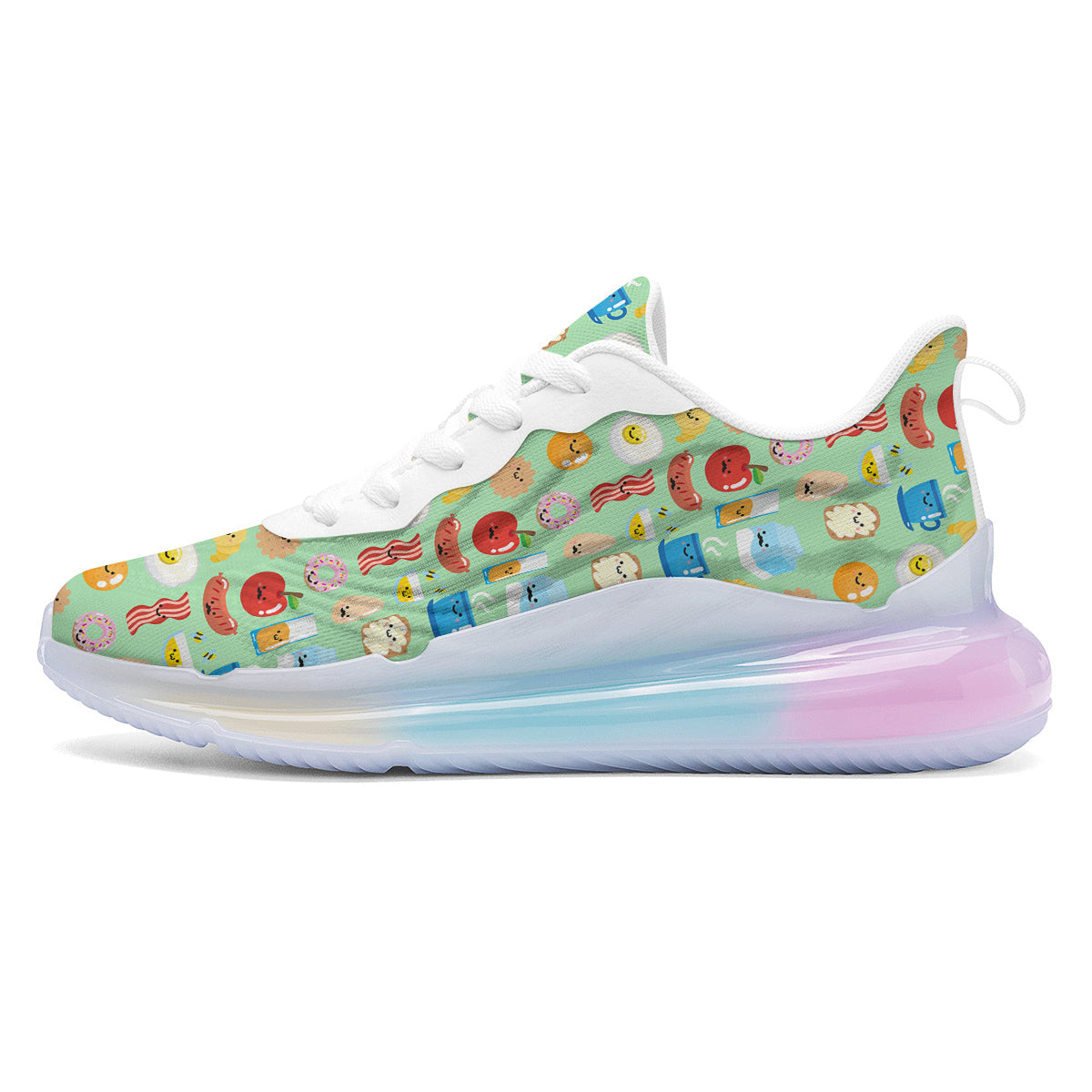 Breakfast Cartoon Print Pattern Running Sneakers-grizzshop