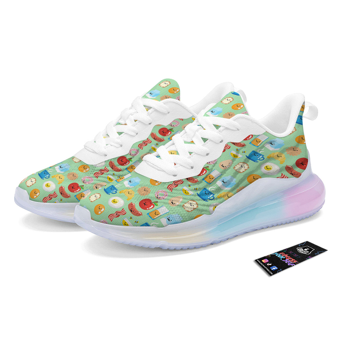 Breakfast Cartoon Print Pattern Running Sneakers-grizzshop