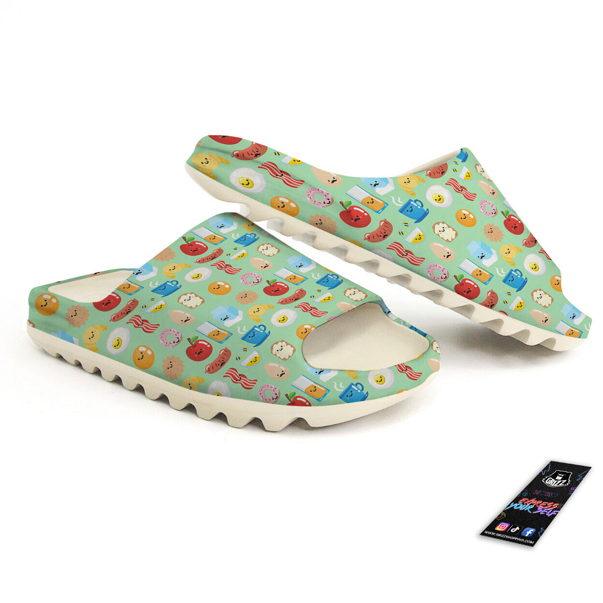 Breakfast Cartoon Print Pattern Sandals-grizzshop