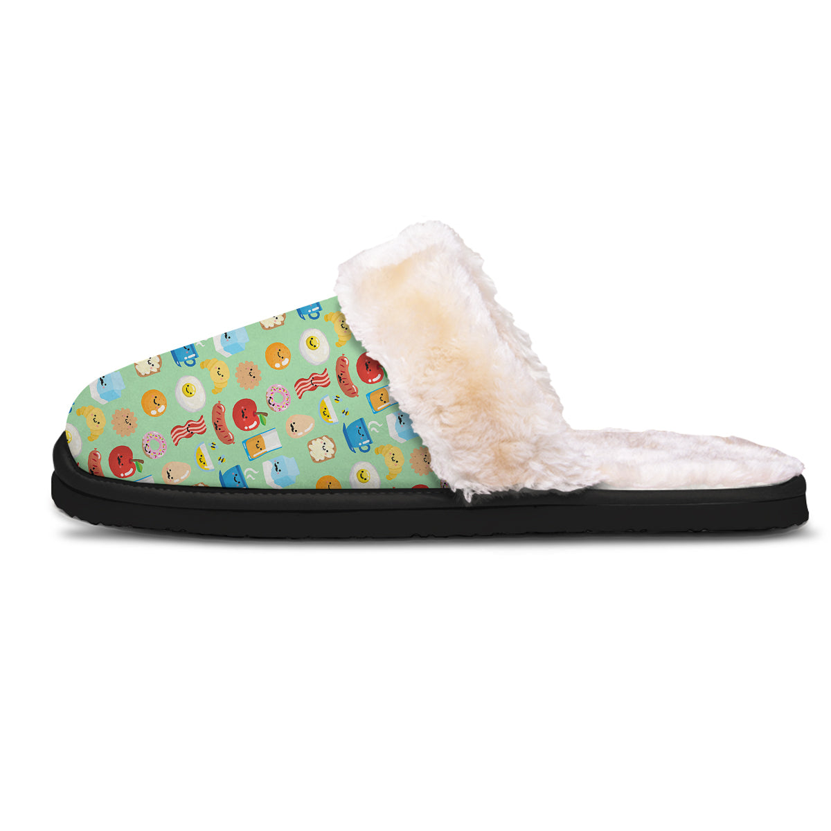 Breakfast Cartoon Print Pattern Slippers-grizzshop