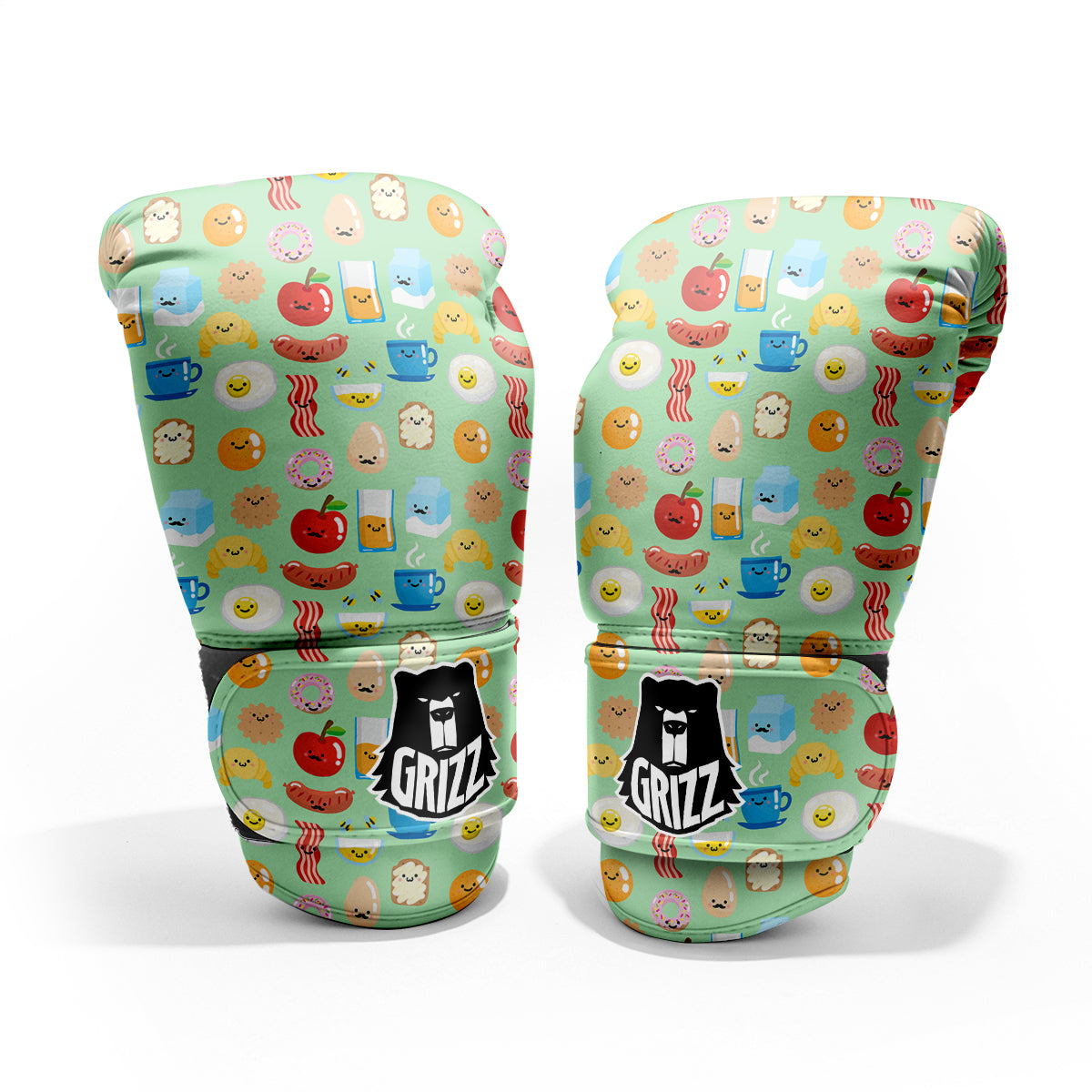 Breakfast Cartoon Print Pattern Sparring Gloves-grizzshop
