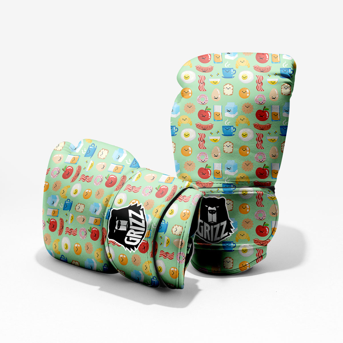 Breakfast Cartoon Print Pattern Sparring Gloves-grizzshop