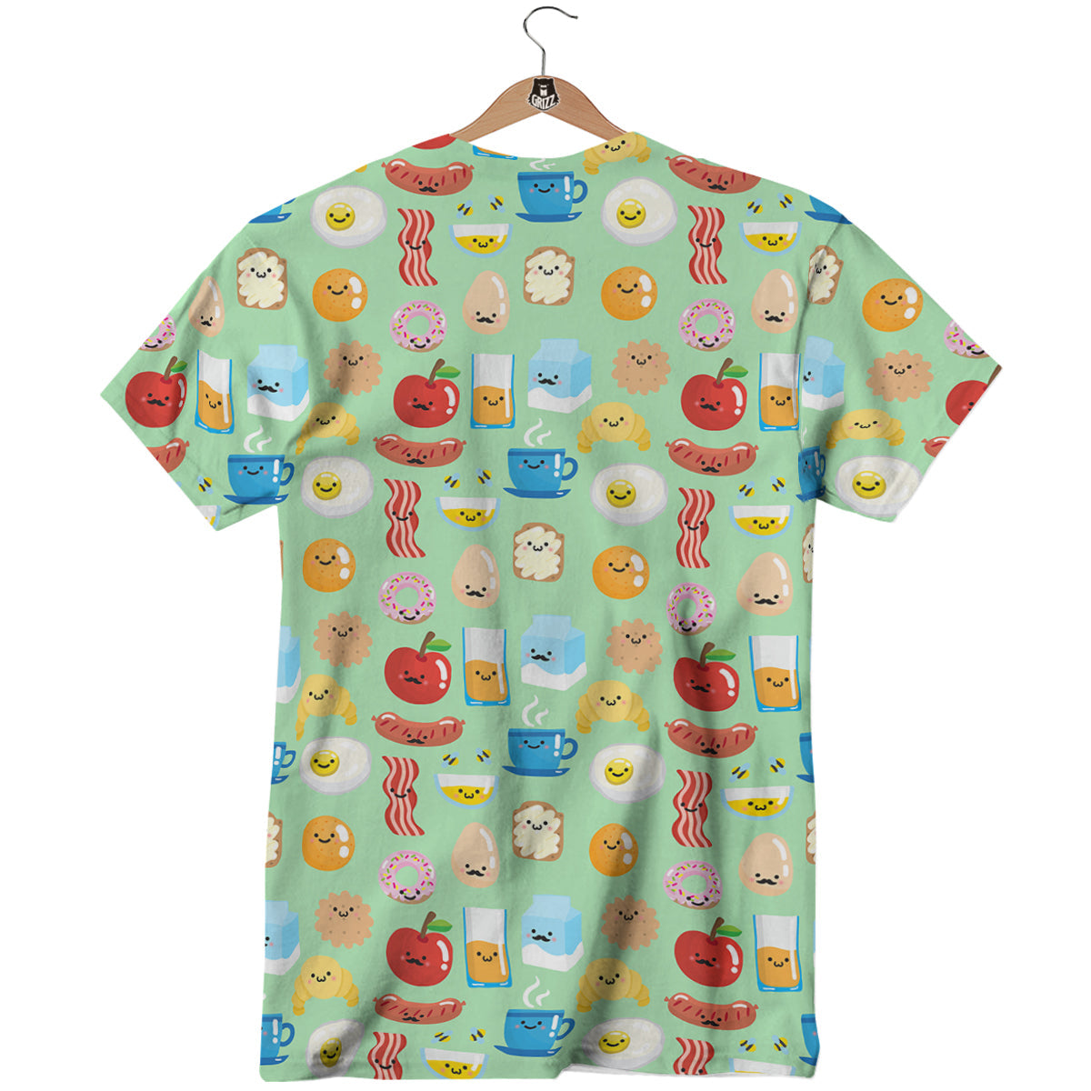 Breakfast Cartoon Print Pattern T-Shirt-grizzshop