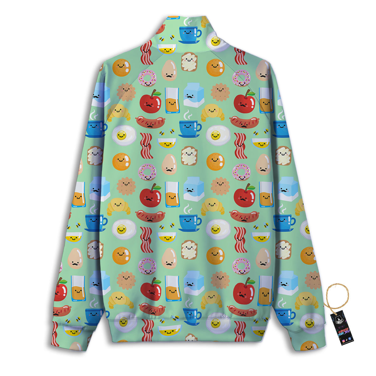 Breakfast Cartoon Print Pattern Track Jacket-grizzshop