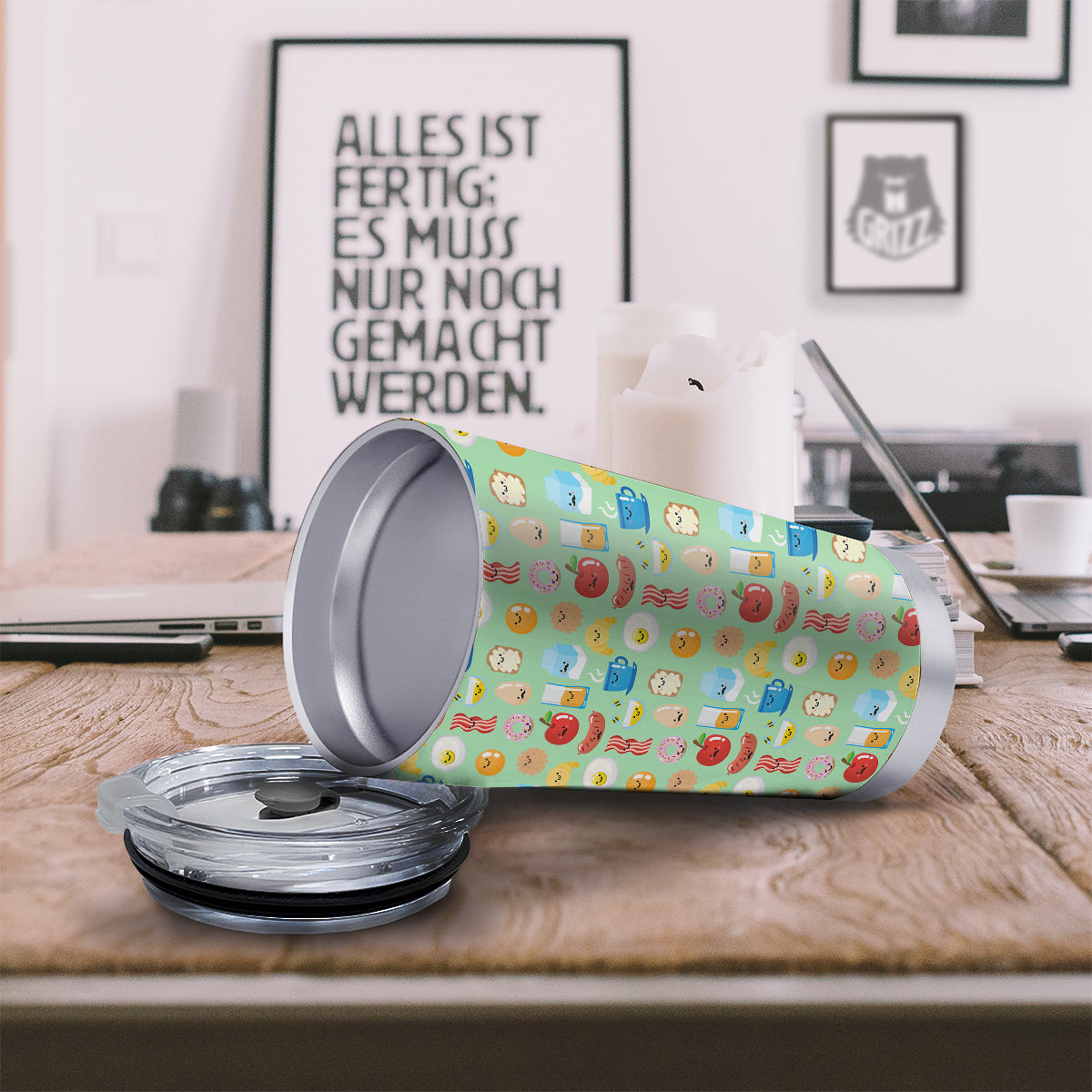 Breakfast Cartoon Print Pattern Tumbler-grizzshop