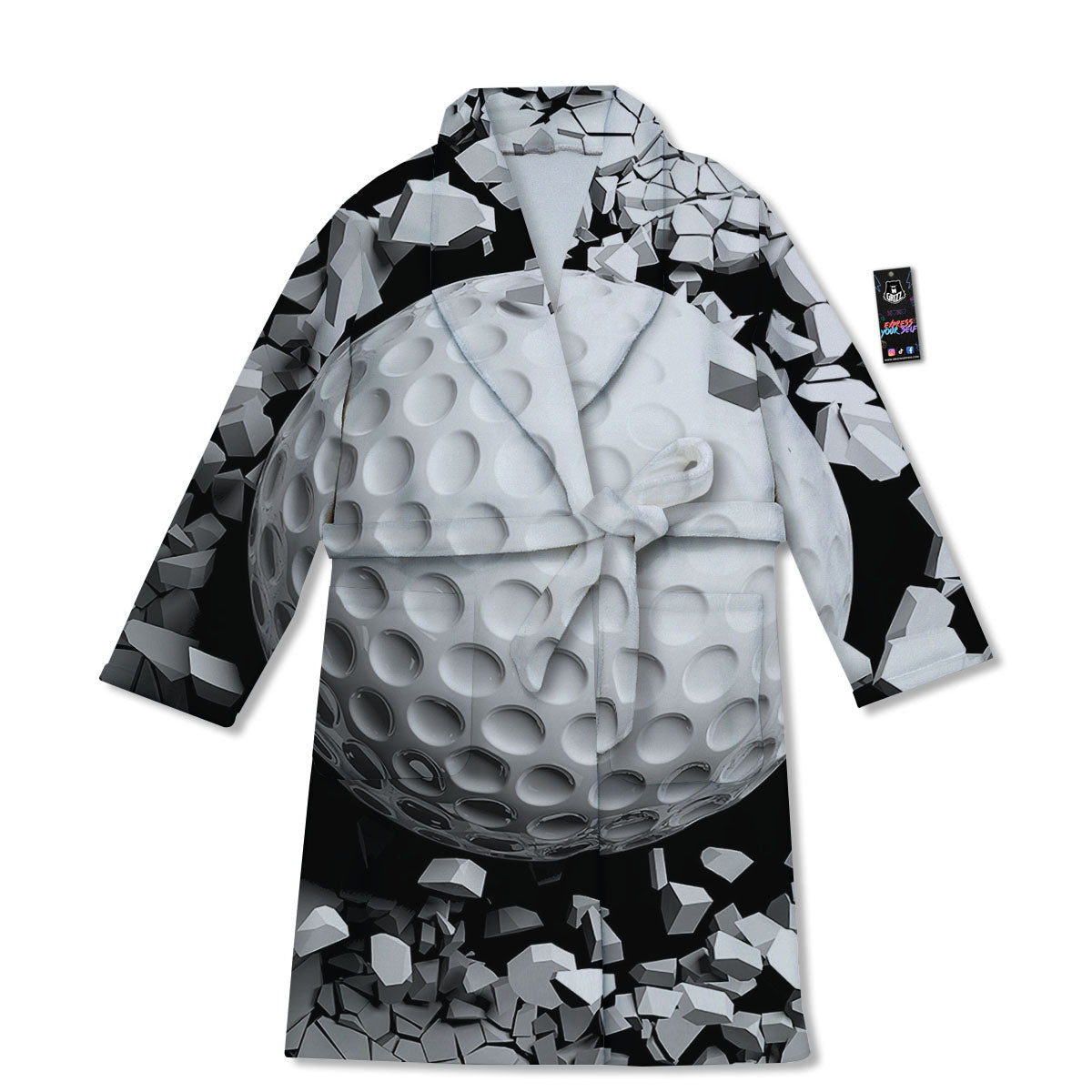 Breaking Wall Golf Ball Print Bathrobe-grizzshop