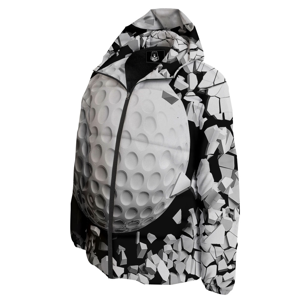 Breaking Wall Golf Ball Print Down Jacket-grizzshop