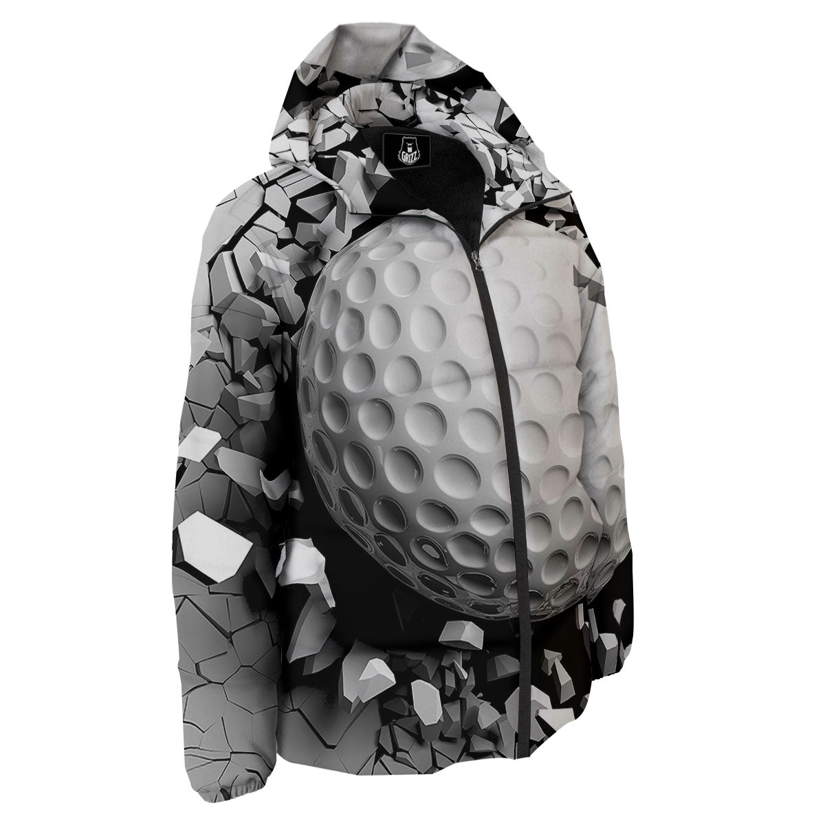 Breaking Wall Golf Ball Print Down Jacket-grizzshop
