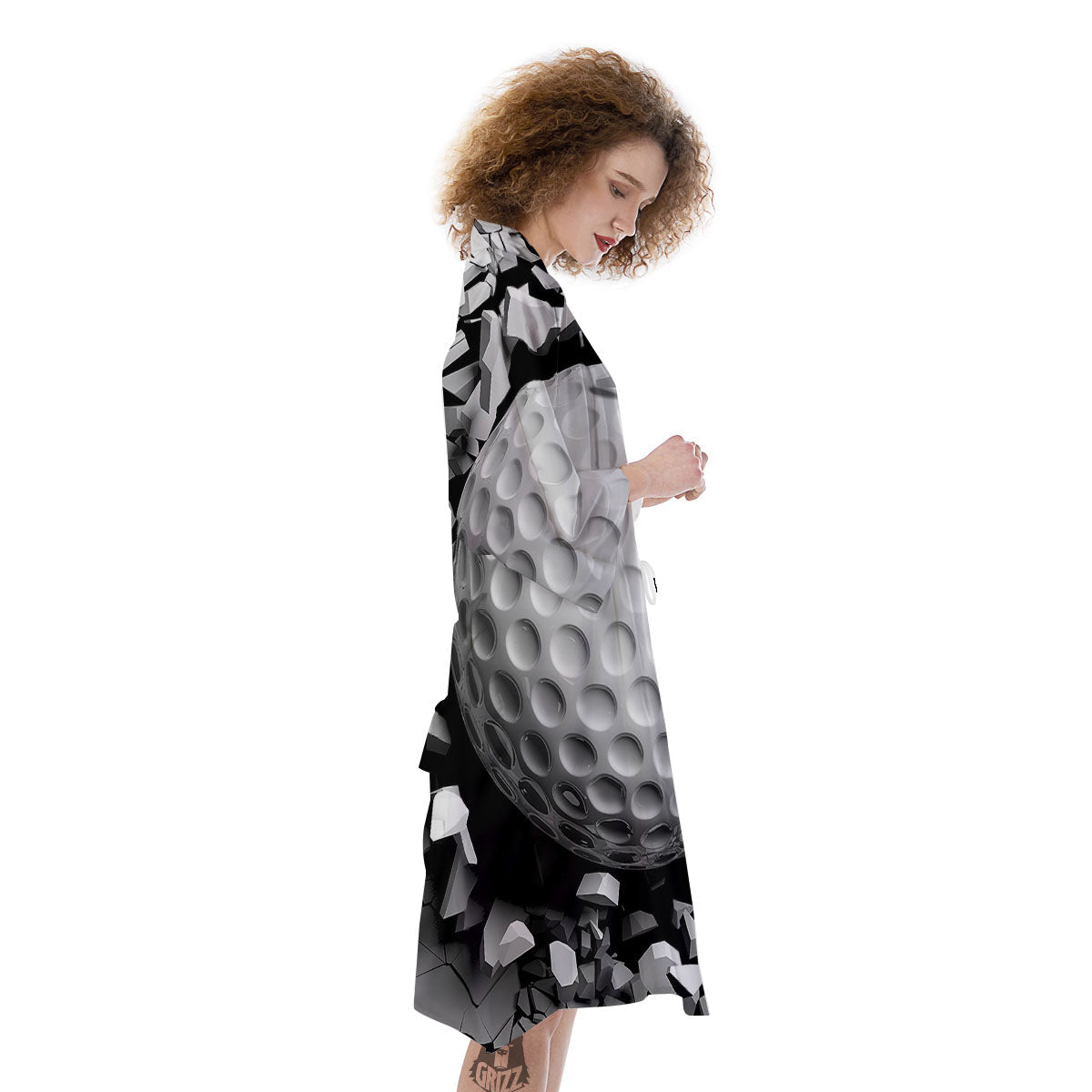 Breaking Wall Golf Ball Print Kimono-grizzshop