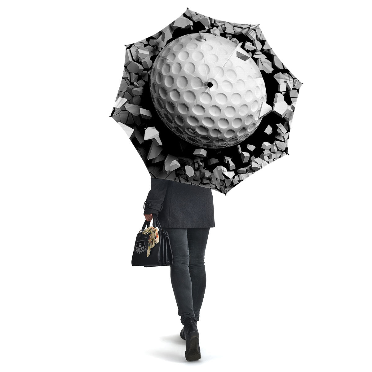 Breaking Wall Golf Ball Print Umbrella-grizzshop