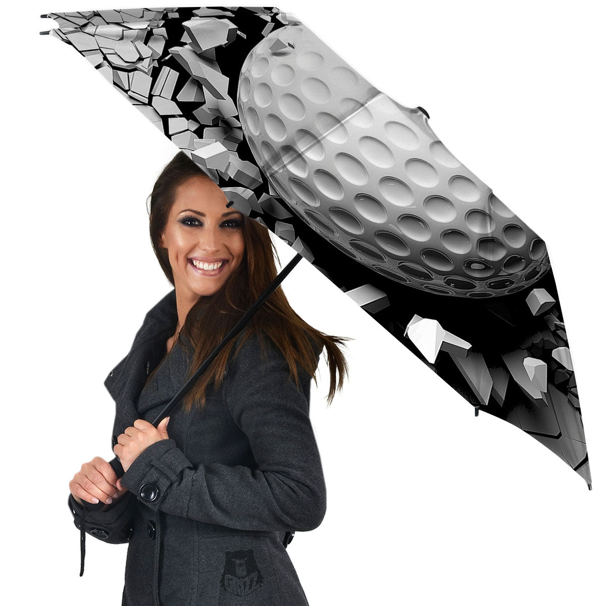 Breaking Wall Golf Ball Print Umbrella-grizzshop