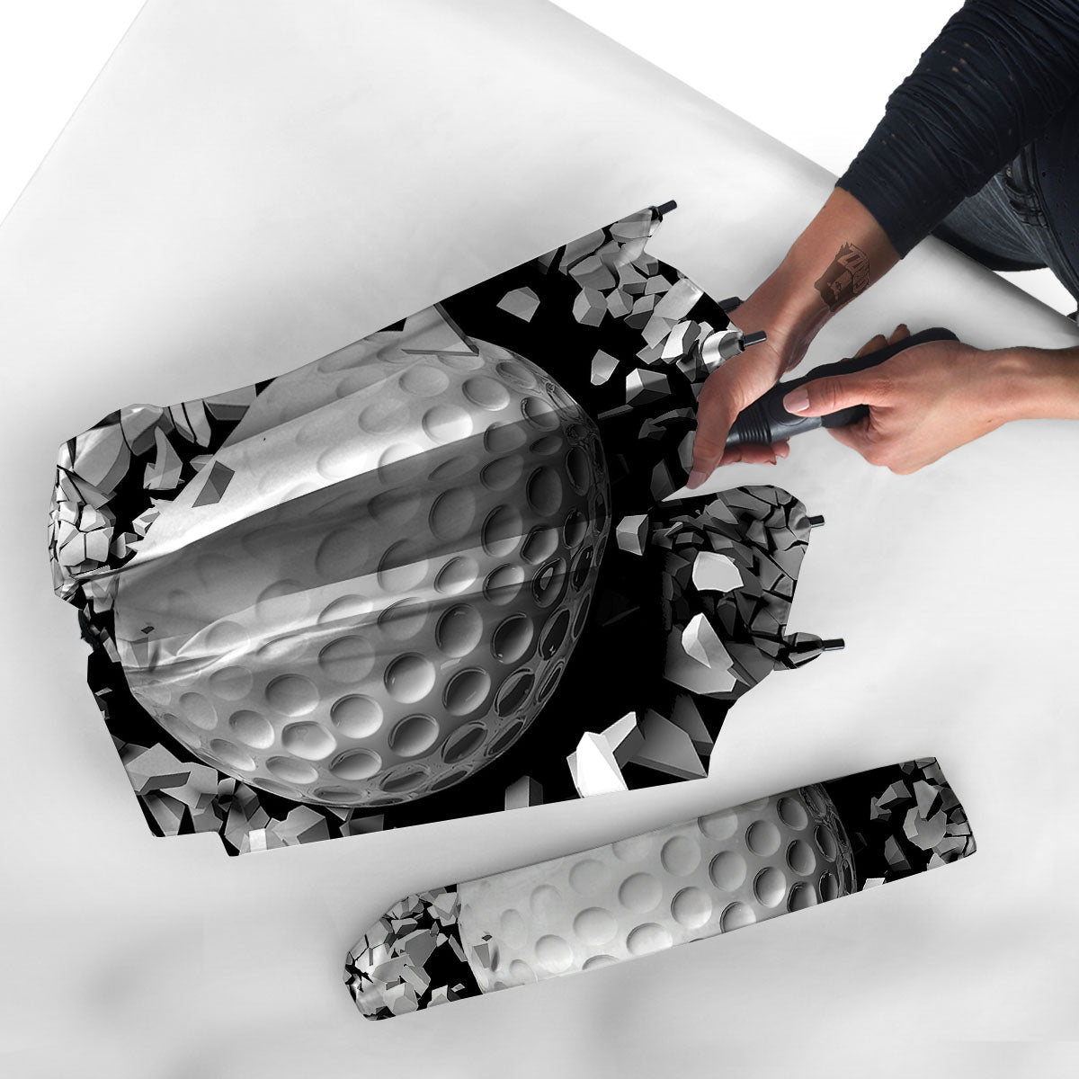 Breaking Wall Golf Ball Print Umbrella-grizzshop