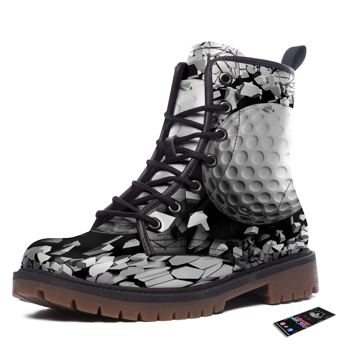 Breaking Wall Golf Ball Print Work Boots-grizzshop