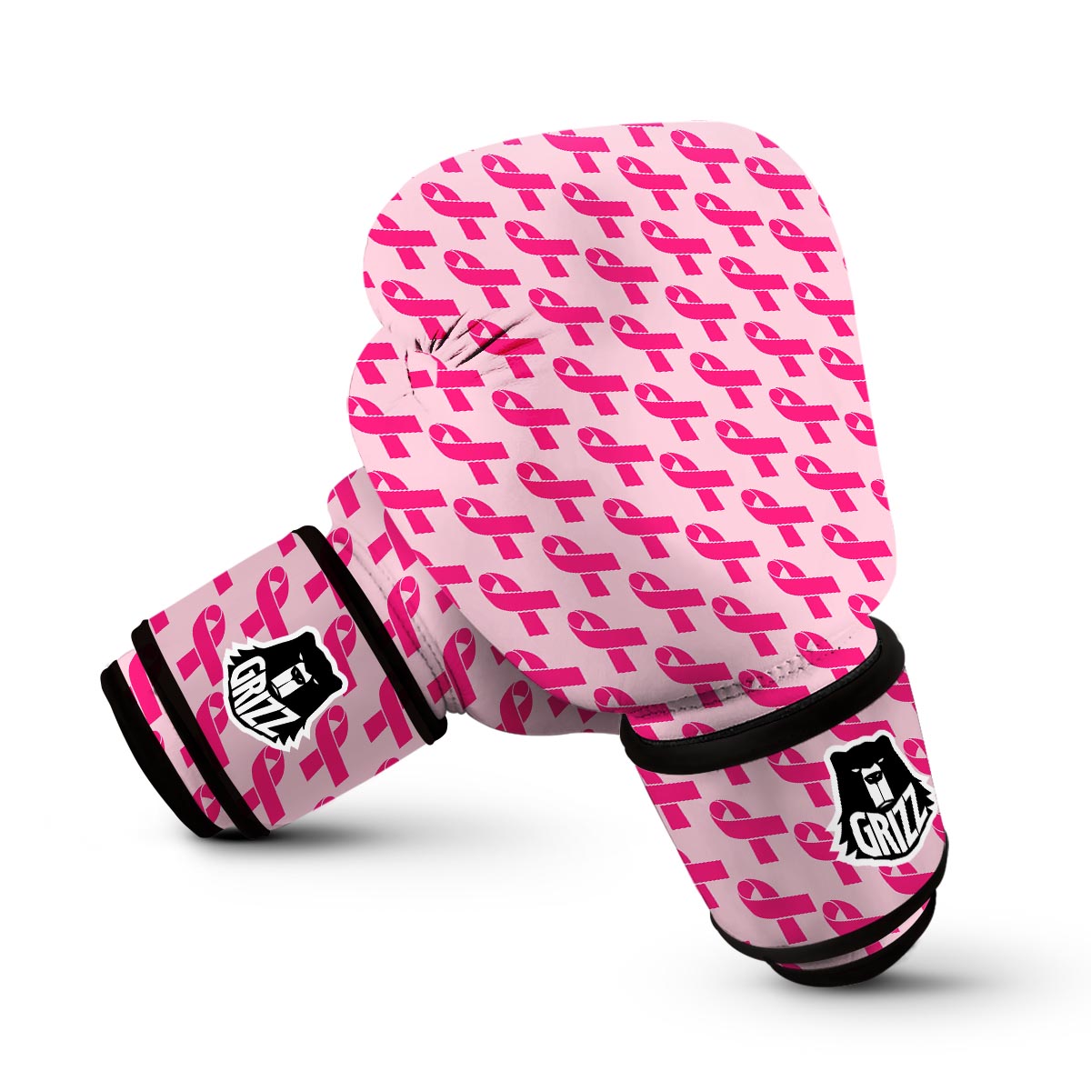 Breast Cancer Awareness Pink Ribbon Print Pattern Boxing Gloves-grizzshop