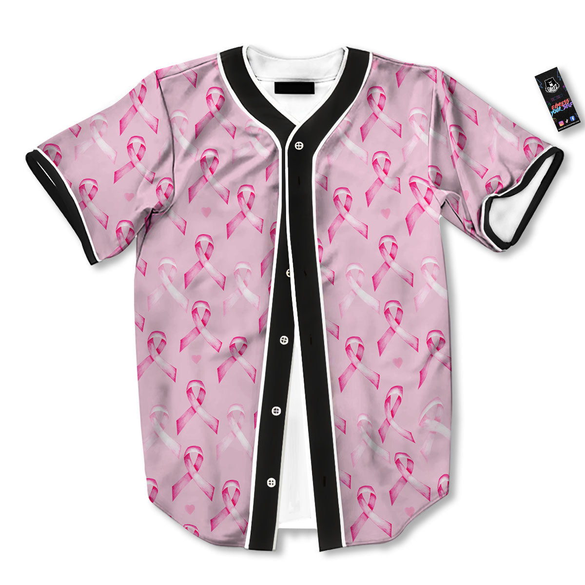 Breast Cancer Awareness Print Pattern Baseball Jersey-grizzshop