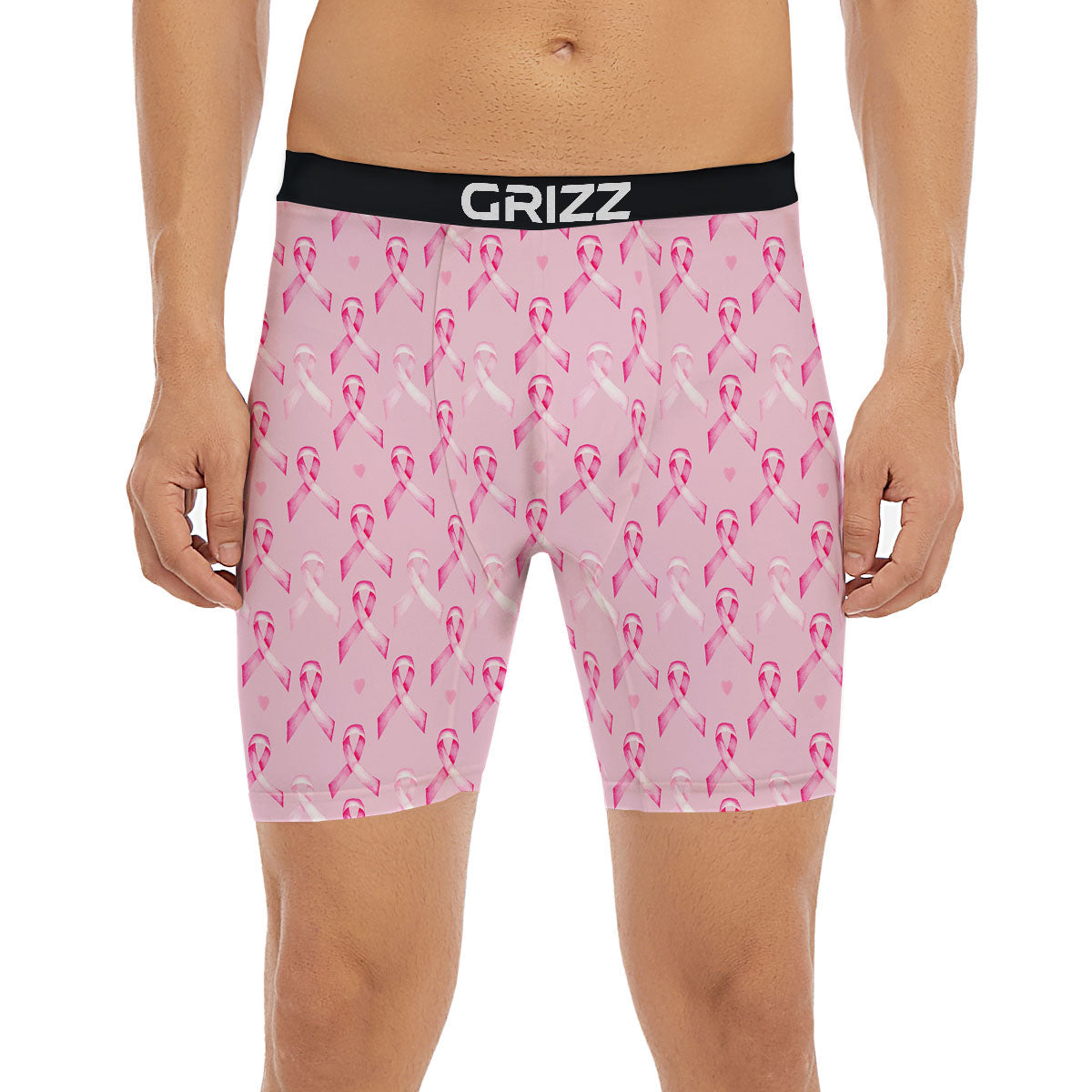 Breast Cancer Awareness Print Pattern Boxer Briefs-grizzshop