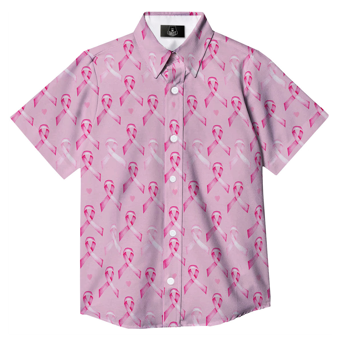 Breast Cancer Awareness Print Pattern Button Up Shirt-grizzshop