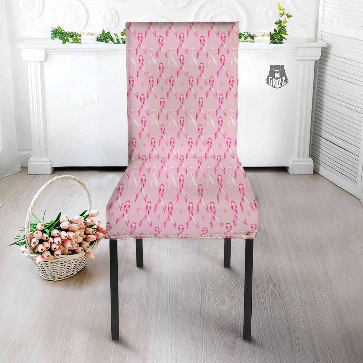 Breast Cancer Awareness Print Pattern Dining Chair Slipcover-grizzshop